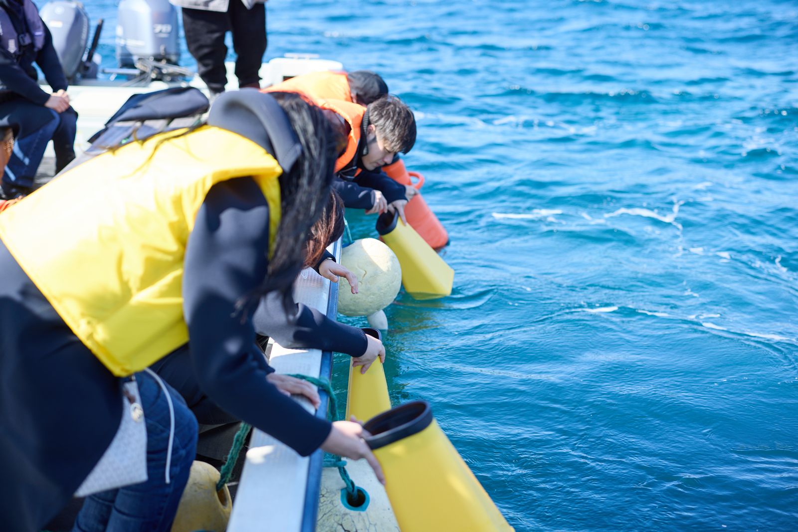 箱メガネで水中観察